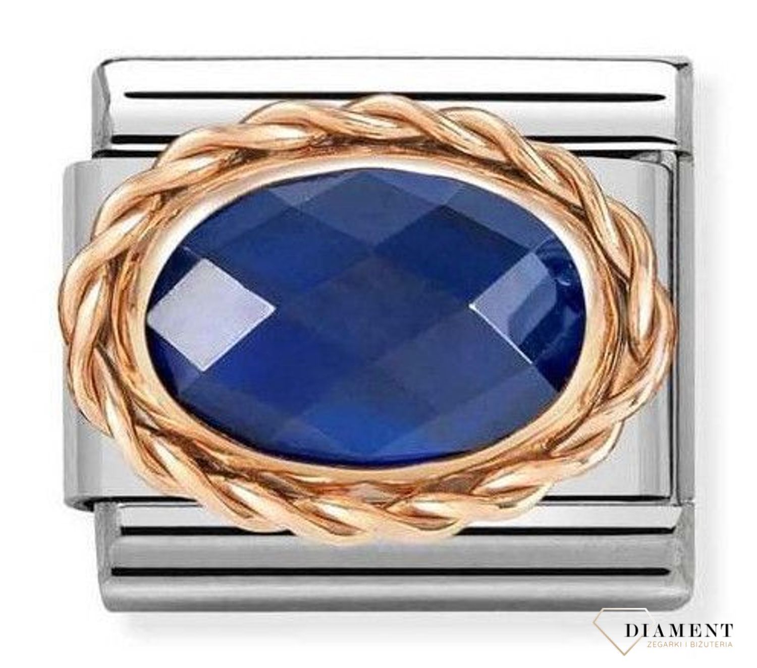 Nomination Link 9K zawieszka różowe złoto 'Niebieska Cyrkonia' 430603 007 Zawieszki Nomination ✓ Wyjątkowy prezent ✓ Nomination ✓ Bransoletka Nomination ✓ Bransoletka ze stali ✓ Gwarancja najniższej cen.jpg